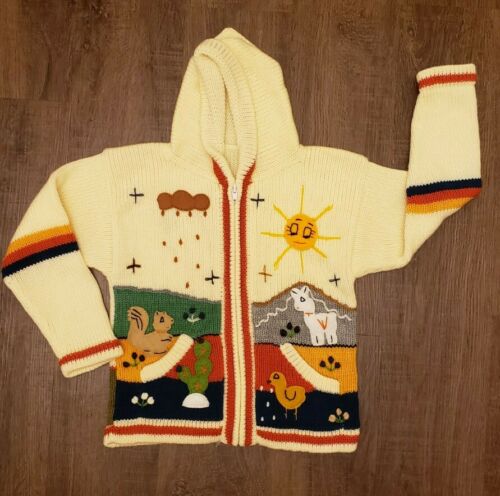 Child's Arpillera Handmade Peruvian Sweater - Ivory 5t